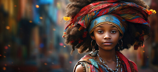 Young beautiful caribbean girl posing on street