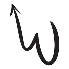 A vector graphic arrow similar to a letter pointing upwards. Handmade for infographics, web and information design