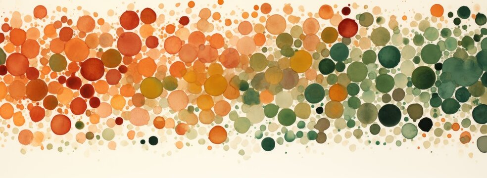Abstract Stippled irregular watercolor dots in burnt orange and forest green