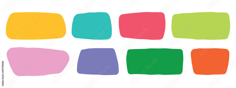 Poster hand drawn organic rectangles. vector geometrical shapes. color speech bubble blobs. vector illustra