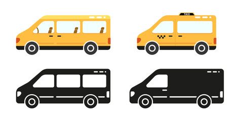 Minibus vector icon in flat style. Delivery van. Transport icon isolated