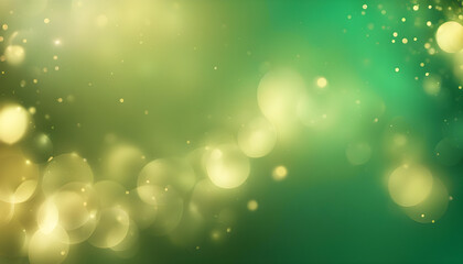 Obraz na płótnie Canvas Abstract Blur Bokeh Banner Background - Gold Bokeh on Emerald Green Background