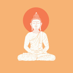 budha statue vector illustration hand draw style, vesak day, budhism culture