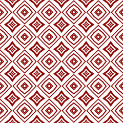 Ethnic hand painted pattern. Maroon symmetrical