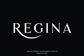 Elegant luxury serif alphabet display font vector with swoosh letter. Creative posh typography