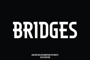 Strong condensed decorative alphabet display font vector. Clean modern typography style