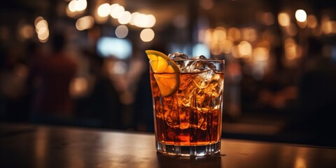 A tempting chilled cocktail on the bar for a delightful party experience.