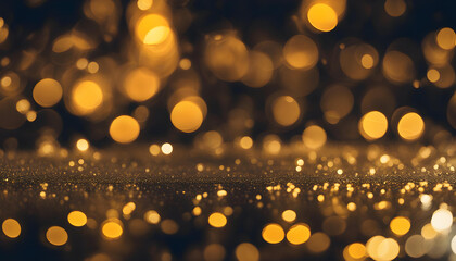 Golden Bokeh with Raining Light and Gold Confettis - Night Lights and City Lights