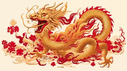 Chinese dragon. Illustration of Traditional zodiac Dragon. Happy Chinese new year.