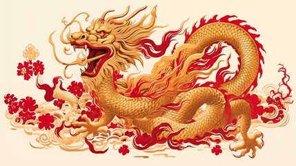 Obraz premium Chinese dragon. Illustration of Traditional zodiac Dragon. Happy Chinese new year.