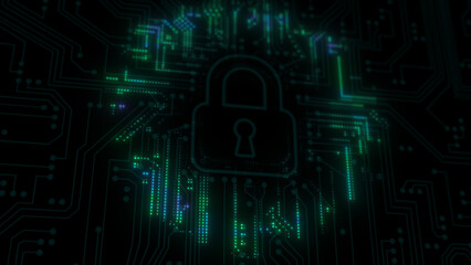 Cyber Security Concept with Circuit Animation Background
