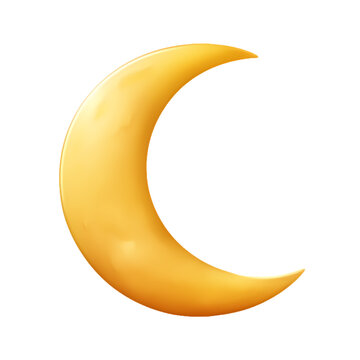 Yellow half moon isolated on transparent background