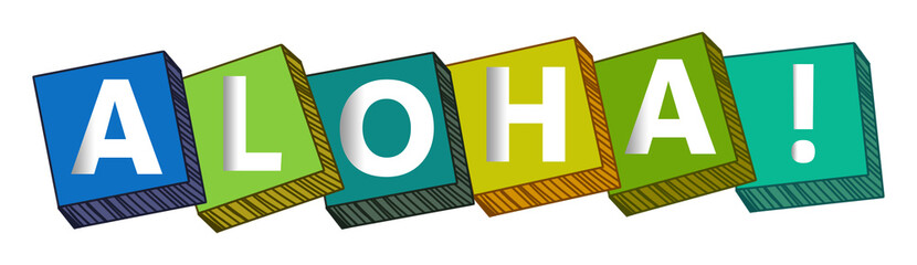 Aloha Colorful Drawn Blocks 