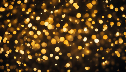 Fototapeta na wymiar Golden Bokeh with Raining Light and Gold Confettis - Night Lights and City Lights