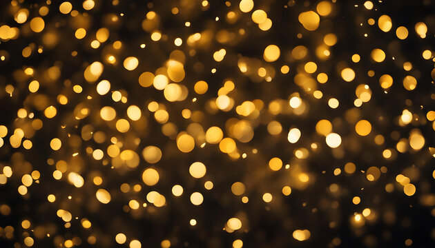 Golden Bokeh with Raining Light and Gold Confettis - Night Lights and City Lights