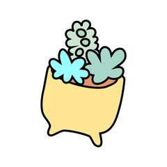 set of vector elements cute simple plant pots