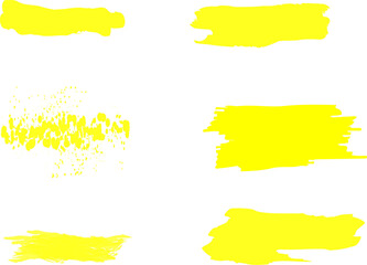 Yellow marker brush lines. Highlighter line yellow marker strokes lines vector. Yellow watercolor hand drawn highlight set. Grunge freehand watercolor ink pencil marks. Marker pen highlight strokes.