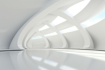 Abstract Futuristic Architecture Circular Concentric Background. Wave Outdoor Structures. Minimal Futuristic Technology
