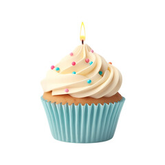 Birthday cupcakes isolated on transparent background