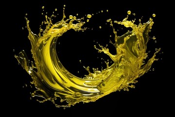 Fototapeta premium Elegant Formation Of Olive Oil Splashes, Set On A Black Backdrop