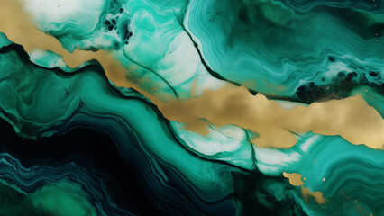 Emerald Elegance: A White Gold Marble Pattern