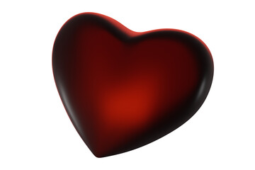 3d romantic illustration of shine black and red heart on white color background. 3d love design of heart for valentine day banner