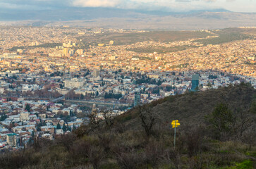 Tbilisi at sunset panoramic view from Mtatsminda Park