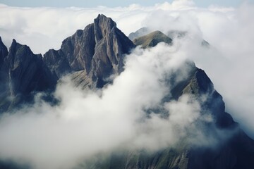 Fototapeta na wymiar Enigmatic Phenomenon: Mountain Vanishes Into The Clouds