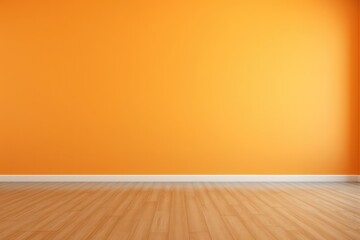 Orange Modern Room With Parquet Floor, Empty Wall