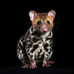 A quoll on a black background