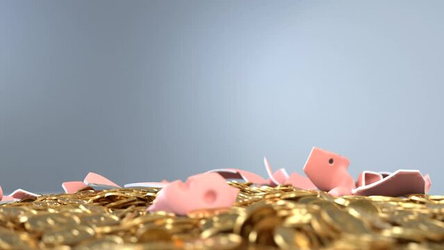 Broken piggy bank, Saving money concept.