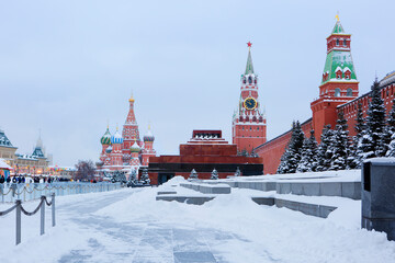 Moscow, Russia. Red Square. Vladimir Lenin's Mausoleum. Kremlin.
  The Mausoleum of Vladimir Lenin...