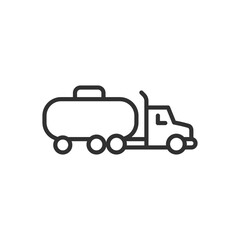 A truck with a tanker, linear icon. Line with editable stroke