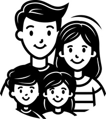 Happy family silhouette icon in black color. Vector template art.