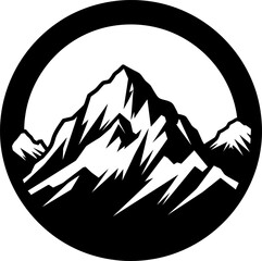 Mountain silhouette logo in black color. Vector template for laser cutting wall art.