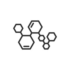 Chemical molecule from cyclic compounds, linear icon. Line with editable stroke