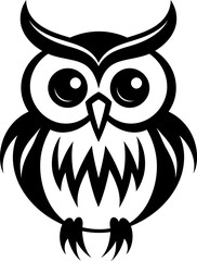 Owl silhouette in black color. Vector template for laser cutting wall art.