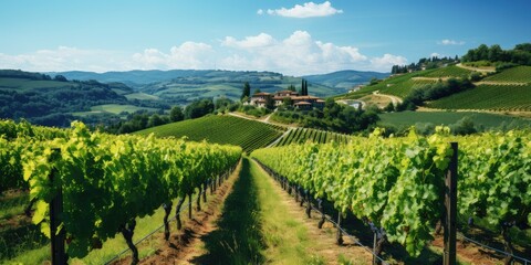 Fototapeta na wymiar The landscape of the vineyard. Wine business, farming.