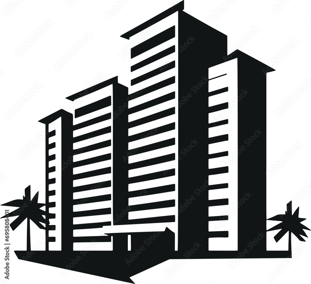 Poster sleek and simplistic: captivating minimalistic building glyph vector art for your design projects