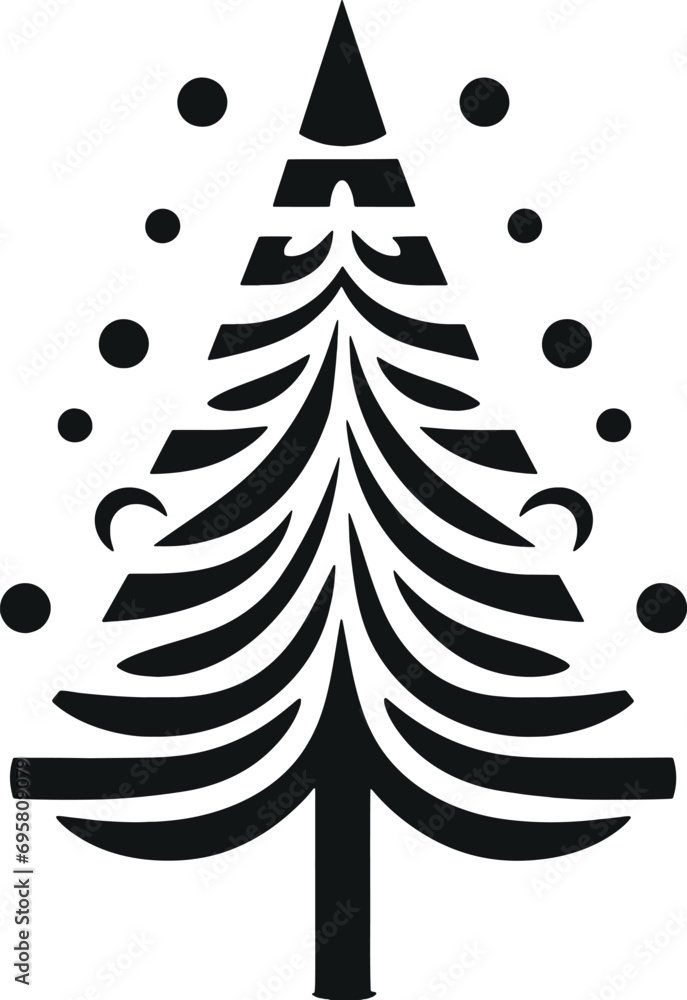 Poster minimalistic christmas tree: elegant and simple vector glyph for festive designs