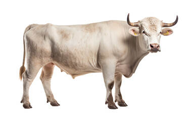 Piedmontese Cattle Elegance Isolated on Transparent Background PNG.
