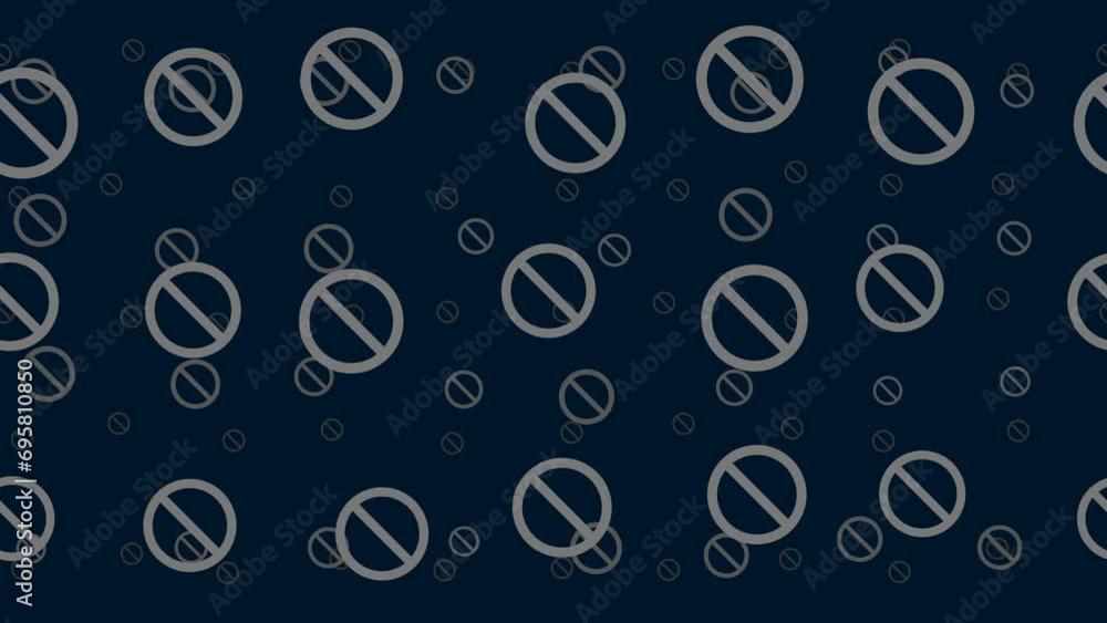 Poster stop symbols float horizontally from left to right. parallax fly effect. floating symbols are locate