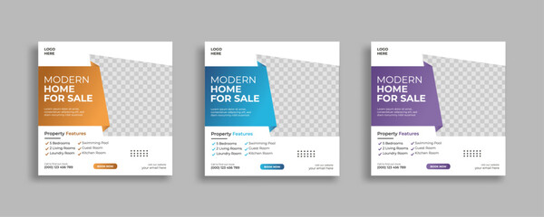 Real estate social media post square web banner template