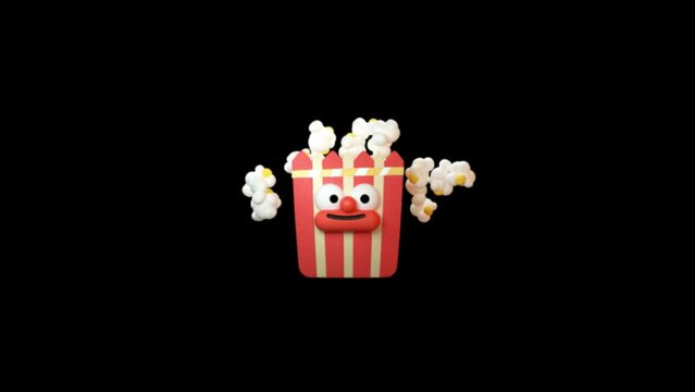 Cute Popcorn character animation. Cute cartoon pop corn bucket, Popcorn, food character logo concept