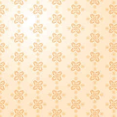 Indian Golden Geometric Seamless Pattern with Flowers