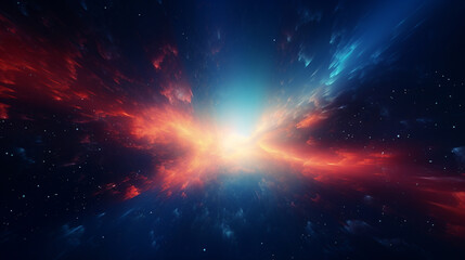 Fototapeta na wymiar beautiful space nebula of yellow orange and red colors on dark blue cold space background