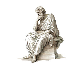 Ancient engraving of the greek philosopher. Vector illustration design. - obrazy, fototapety, plakaty