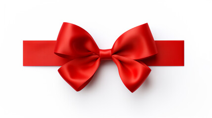 beautiful perfect red ribbon bow on a perfect white background