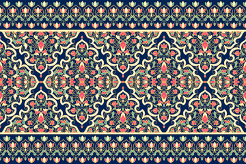 Turkish seamless pattern with luxury floral ornament. Traditional Arabic, Indian motifs. Great for fabric and textile, wallpaper, packaging or any desired idea. - obrazy, fototapety, plakaty