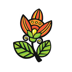 ethnically stylized orange bright Indian flower